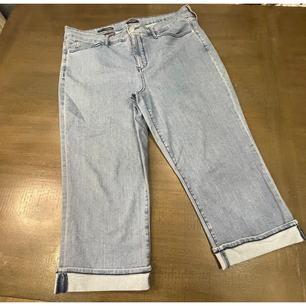 NYDJ Marilyn Straight Leg Denim Jeans Size 16 Cool Embrace Light Wash Blue